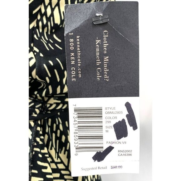 Kenneth Cole Split Sleeve Print Wrap Dress Khaki/Black, Sz Medium Style#QBMU2805 - Picture 8 of 12